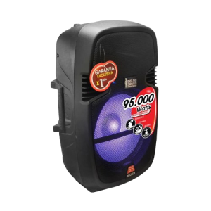 Caja amplificada portátil England Sound ES-2AGAB Rocker 15 con woofer de 15 pulgadas e iluminación LED azul. Potencia de 95.000 Watts PMPO, ideal para DJ, Karaoke y eventos de alto rendimiento. Diseño robusto en color negro con garantía exclusiva de 1 año. Parlante activo con conectividad Bluetooth y batería recargable, perfecto para exteriores.