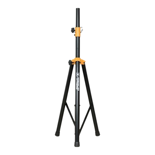 pedestal-pcaja-metalico-negroamarillo-removebg-preview Pedestal o soporte de trípode metálico American Xtreme SB-16 para parlantes o cajas acústicas. Fabricado en acero reforzado y ajustable en altura con sistema de pasador de seguridad. Ideal para montar altavoces PA de hasta 35 Kg, con un tubo estándar de 35 mm de diámetro. Accesorio indispensable para eventos en vivo, DJs y sonido profesional.