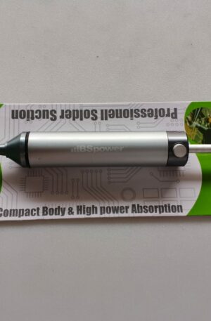 Extractor de suelda profesional marca BSPower con cuerpo de aluminio y boquilla de silicona resistente al calor para reparaciones electrónicas.
