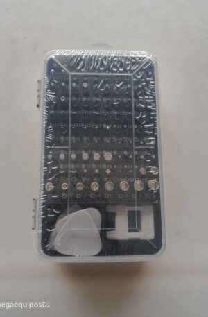 Kit de destornilladores de precisión King's Dun 117 en 1 en estuche transparente, con puntas magnéticas y herramientas de apertura para electrónica.